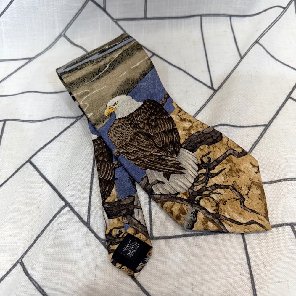Endangered Species Silk Tie OS Multi Color Eagle Canyon Dobson-Cundiff 1998 USA